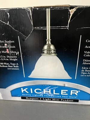 Kichler Newport один свет мини подвеска новый в коробке MN 34253 старинный олова серый мрамор - Изображение 1 из 4