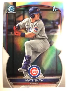 Bowman Chrome Draft 2023 #BDC-33 MATT SHAW 1er refractor Rookie Prospect CUBS - Imagen 1 de 2