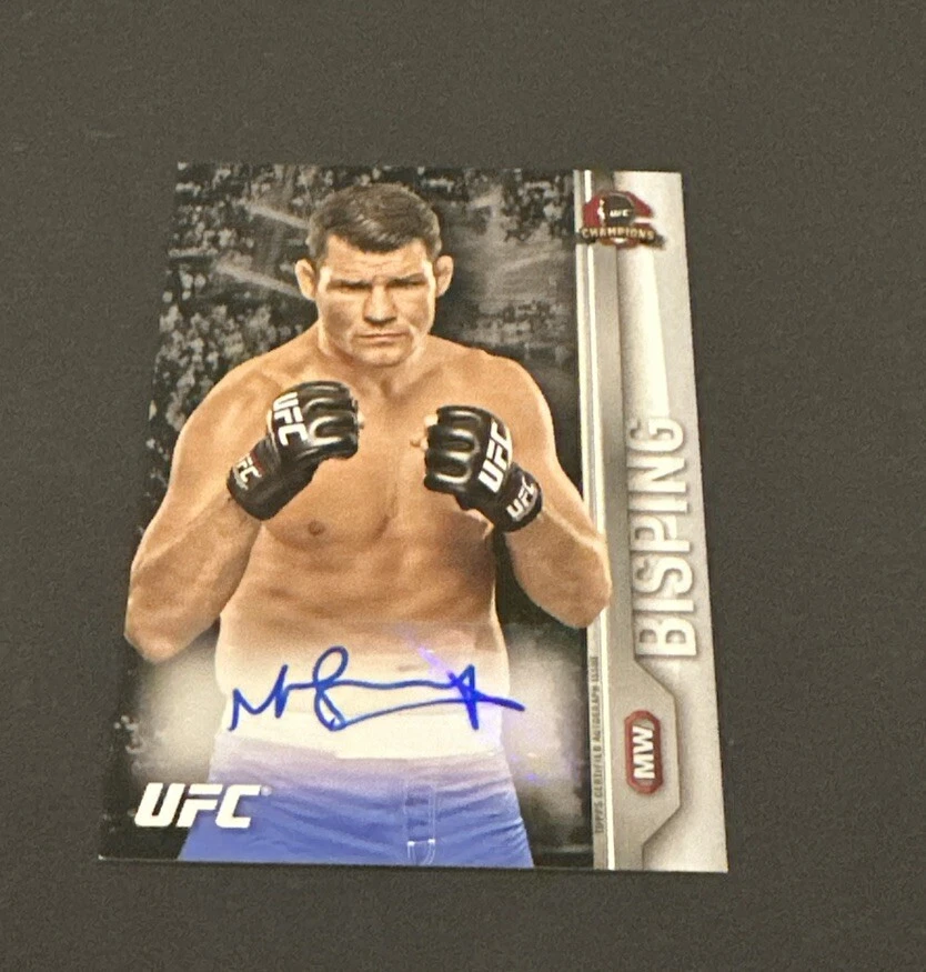 2015 TOPPS UFC CHAMPIONS “THE COUNT” MICHAEL BISPING KNOCKOUT AUTO ! - Image 1 of 4
