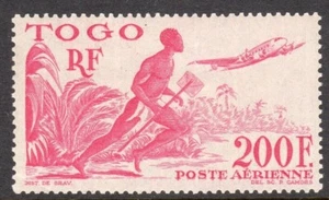 Togo Scott #C 17 VF Unused 1947 200 Franc Post Runner and Plane - Picture 1 of 1