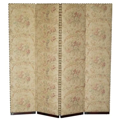 FINE CUSTOM MADE GEORGE SMITH CHELSEA MAHOGANY & FLORAL UPHOLSTERED ROOM DIVIDER - Image 1 of 4