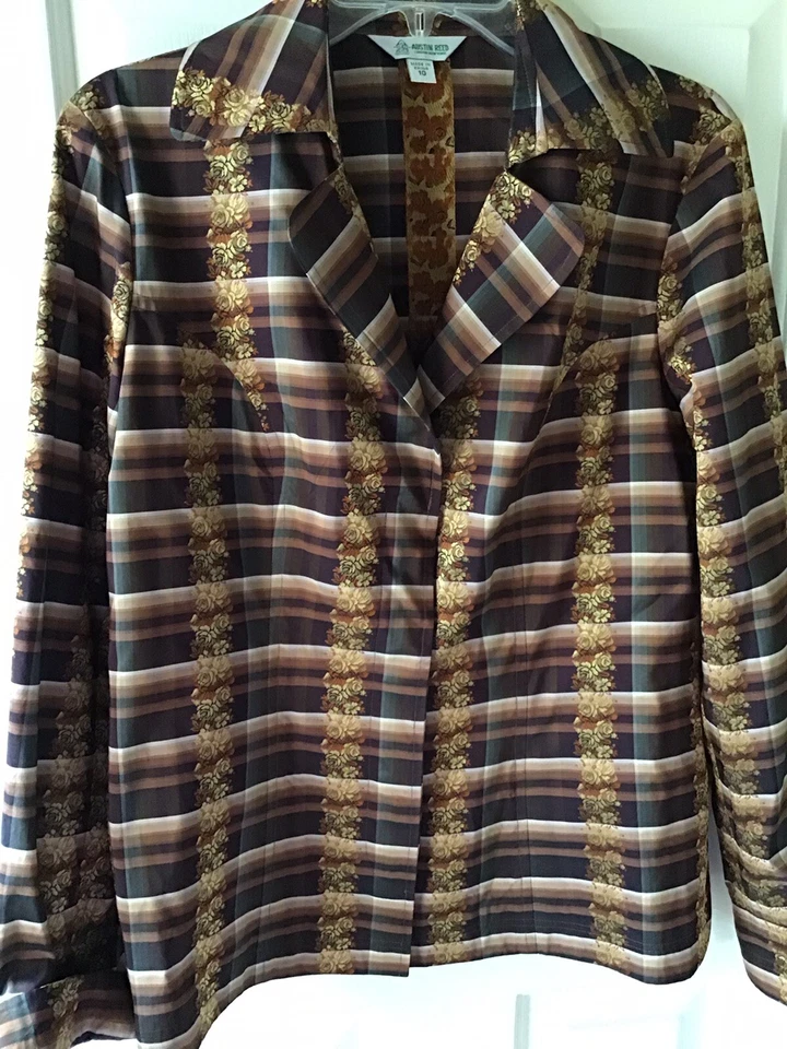 Blusa floral marrón vintage para mujer Austin Reed London New York talla 10” Foto 1 de 4