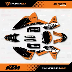 Orange White Six Nights Racing Graphics Kit fit KTM 07-10 SX Sxf 125 250 300 450 - Picture 1 of 2