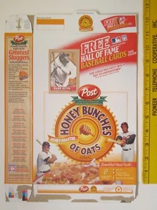Empty POST Cereal Box 2001 HONEY BUNCHES OATS Baseball Card BABE RUTH Z107-3 - Picture 1 of 2