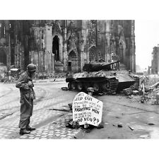 War WWII USA Troop Warning Sign Cologne 1945 Photo Huge Wall Art Poster Print