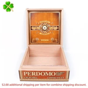 Perdomo Churchill Connecticut Habano Empty Wood Cigar Box 7.75" x 8" x 3" - Picture 1 of 12