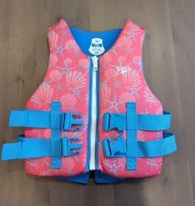 New Speedo Kids Vest Life Preserver Pink Blue Size Youth 50 - 90 lbs