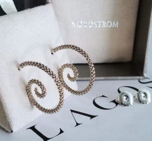 LAGOS - 14K Gold and Sterling Silver Caviar Swirl Hoop Earrings - Stunning! - Picture 1 of 5