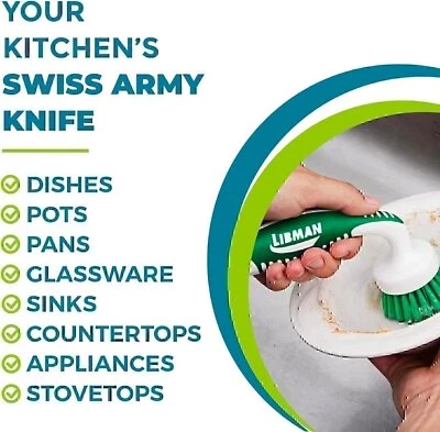 MYRIAD BUNDLES Libman Curved Kitchen Brush Set - Multifunctional Cleaning Scrub Brushes for...