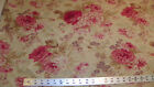 Beige Pink Rose Print Upholstery Fabric Remnant  1 Yard  R503