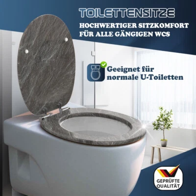 SAINOS Homseat WC Sitz Toilettendeckel aus MDF Holzkern Toilettensitz mit Klodeckel