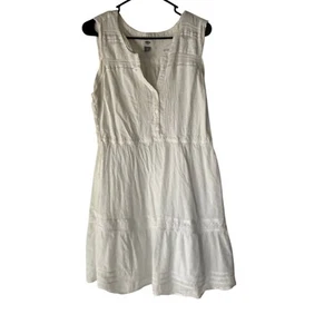Old Navy White Eyelet Sleeveless Dress Large Boho Summer Cotton Cottage - Picture 1 of 10