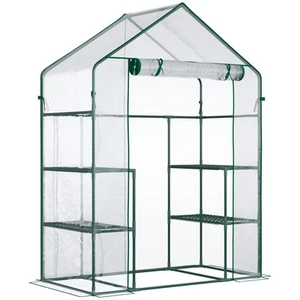 56" x 29" x 77" Portable Walk-In Greenhouse w/3-Tier Shelves & Roll Up Door - Picture 1 of 11