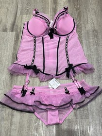 Ann Summers Candy Pink Corset & Tutu Brief Size 16-18 - Retro Vintage Rare