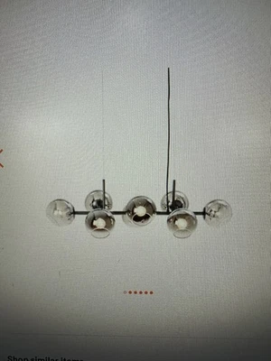 West Elm Staggered Glass 8-Light Chandelier Antique Bronze and Silver - Image 1 of 4