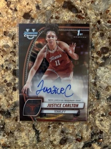 2024-25 Bowman Univ Chrome #38 Justice Carlton Black Wave Refractor Auto Texas - Picture 1 of 2