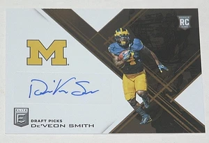 Panini Elite Draft Picks Rookie Auto #202 2017 - De'Veon Smith (RC) * Michigan - Imagen 1 de 2