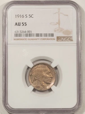1916-S BUFFALO NICKEL - NGC AU-55 - Image 1 of 3