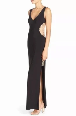 Embellished Illusion Evening Dress JS Collection Gown 12 Uk BNWT RRP $289 Black - Image 1 of 4