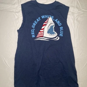 Wonder Nation Kids M 8 Red Great White And Blue Shark Tank Top Shirt - Picture 1 of 6