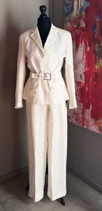 ELLEN CAPELLINO M 38 (IT 44) Designer Hosenanzug aus 100% Leihen in weiß - Bild 1 von 21