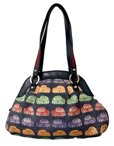 Bezaubernde Braccialini ITALIEN Schultertasche Autodruck VW Lederriemen & Besatz EXLNT - Bild 1 von 17