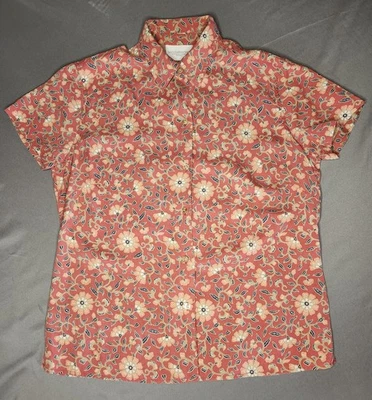 Liz Claiborne Liz Sport China Silk Womens Petite Short Sleeve Button Floral - Image 1 of 4
