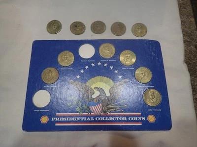 Shell Presidential Coin Collection - 11 coins and blue Shell display card - Image 1 of 4