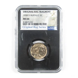1938 D Buffalo Nickel MS 66 NGC 5c Original Bag Fragment SKU:I14584 - Picture 1 of 4