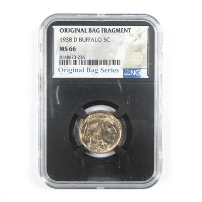 1938 D Buffalo Nickel MS 66 NGC 5c Original Bag Fragment SKU:I14584 - Image 1 of 4