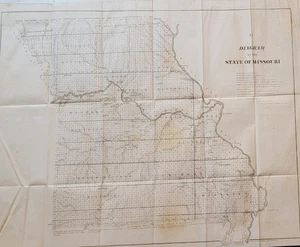 1849 B&W General Land Office GLO mapa diagrama Missouri St. Louis Springfield - Imagen 1 de 12