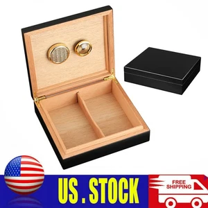 20-25 Puros Humidor Madera Cedro Forrado Estuche de Almacenamiento Caja Humidificador Higrómetro - Imagen 1 de 8