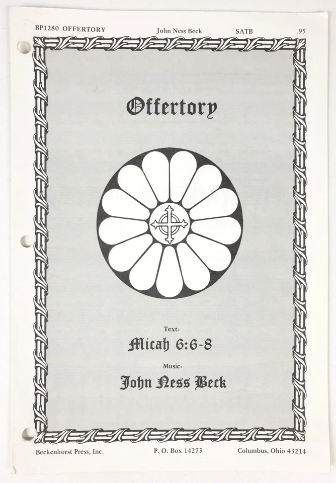 Offertory by John Ness Beck 合唱乐谱 SATB 键盘 1987 — 第 1/4 张图片