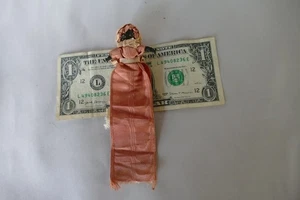 antique sewing needle holder cloth head black doll - Picture 1 of 3