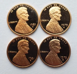 1979-1981 S Proof Lincoln Memorial Cent Penny 4 Coins Set *coins Pictured* - Picture 1 of 10