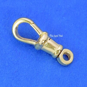 6.5mmx18mm Large 14k Solid Yellow Gold Swivel Push Lock Dog Clip Antique Clasp - Picture 1 of 8