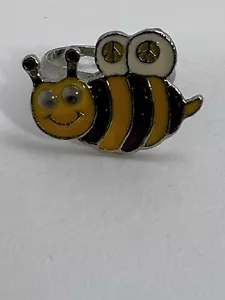 Googly Eyed Honey Bee Ring Size 6-7, Expandable. Yellow & Purple Stripes. - Picture 1 of 6
