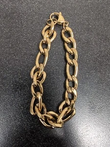 Gold Plated 316L Stainless Steel Bracelet 6.6in Size Sm Wrist Cuban Link Woman - Picture 1 of 6