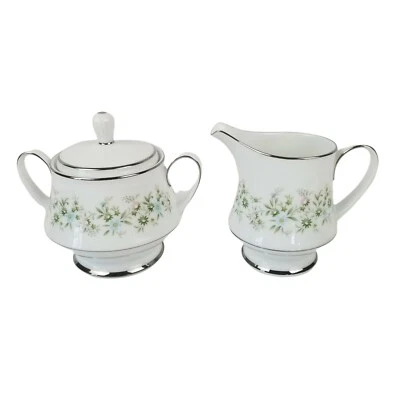 Crema y azúcar con tapa Noritake Savannah #2131 como nueva vintage Japón Foto 1 de 4