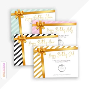 Personalised Birthday Scratch Reveal Card Ticket - Surprise Gift Voucher Idea - Picture 1 of 15