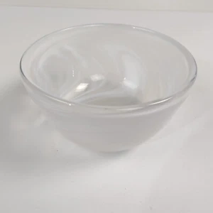 Clear and White Swirls Studio Art Glass Bowl Signed by Artist in 2000 - Picture 1 of 7