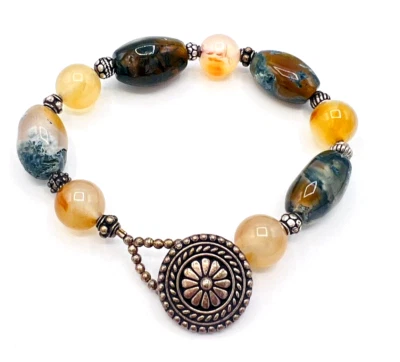 Beaded Polished Agate BOHO Gemstone Bracelet - Image 1 of 4