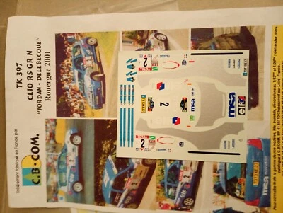 Decal Renault Clio RS Rally Rouergue 2001 Serge Jordan 1/43 CbCom - Immagine 1 di 2