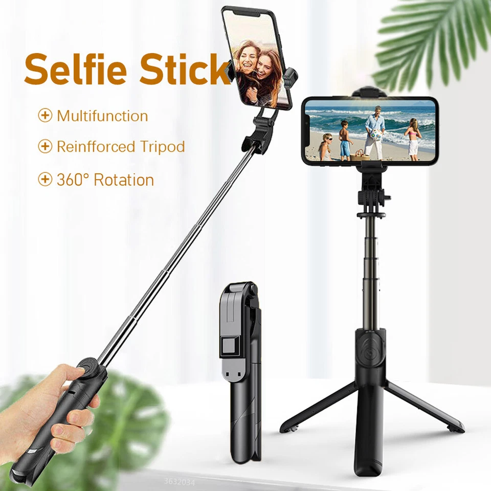 Selfie Stick Tripod Bluetooth Wireless Remote Stand For iPhone 13 Pro Max 12 11 - Image 1 of 4