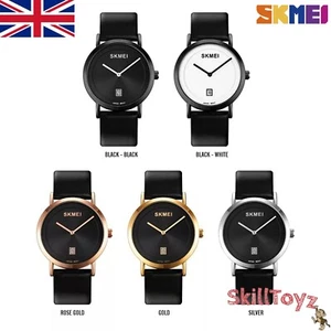 SKMEI 1907 Watch Luxury Leather Waterproof Quartz Analogue Mens Womens - UK SHOP - Picture 1 of 17
