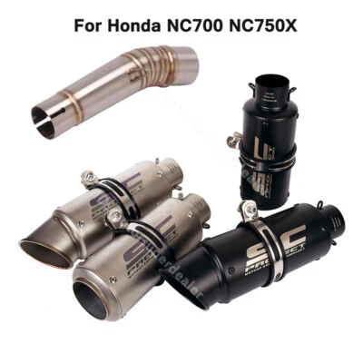 Deslizable para Honda NC750X NC700 puntas de escape silenciador trasero negro sistema de tubo de enlace medio Foto 1 de 4