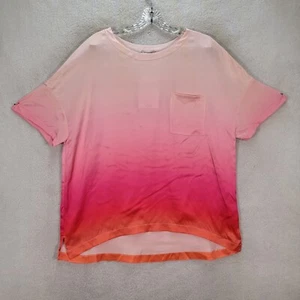 Badgley Mischka Pink Ombre Mulberry Silk Hi Low Top Luxe Womens Blouse Size L - Picture 1 of 21