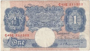 Great Britain UK 1 Pound Banknote 1938  Very Fine Condition Pick#567-A-522 - Picture 1 of 2