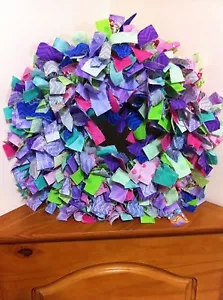 Fabric Strips Multicolor Wreath Door Wall Hanging Holiday Decoration Accent - Picture 1 of 1