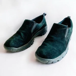 LANDS END All Weather Suede Slip On Moc Loafer shoes Black Mens 10/10.5 - Picture 1 of 8